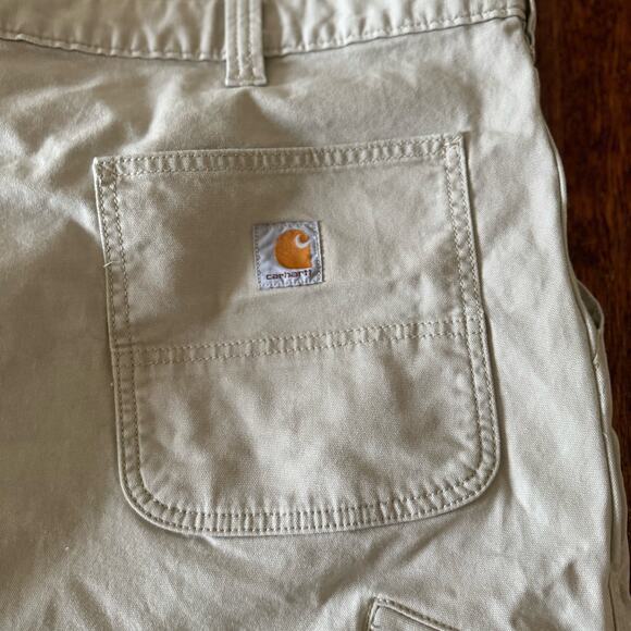 Carhartt Mens 44 Relaxed Fit Flat Front Rugged Flex Canvas Work Short Tan - Picture 5 of 12
